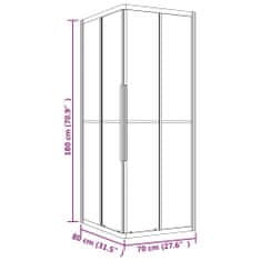 Vidaxl Tuš kabina napol mlečno steklo ESG 80x70x180 cm črna