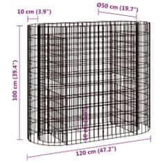 Vidaxl Visoka greda gabion pocinkano železo 120x50x100 cm