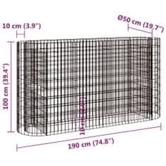 Vidaxl Visoka greda gabion pocinkano železo 190x50x100 cm