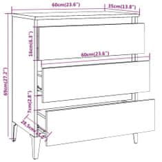 Vidaxl Komoda dimljeni hrast 60x35x69 cm konstruiran les