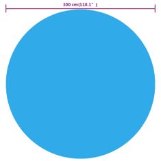 Vidaxl Plavajoča okrogla PE solarna folija za bazen 300 cm modre barve