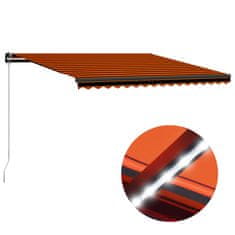 Vidaxl Ročno zložljiva tenda LED 400x300 cm oranžna in rjava