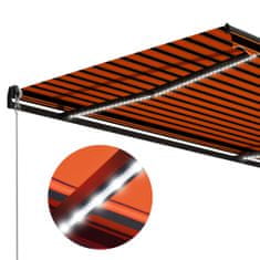 Vidaxl Ročno zložljiva tenda z LED 300x250 cm oranžna in rjava