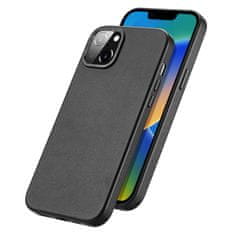 slomart dux ducis grit leather case za iphone 14 plus, eleganten ovitek iz umetnega usnja (združljiv z magsafe), črn