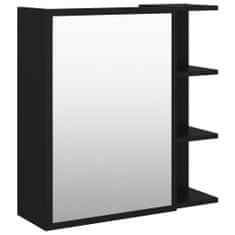 Vidaxl Kopalniška omarica z ogledalom črna 62,5x20,5x64 cm