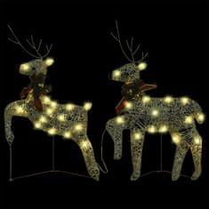 Greatstore Božični severni jeleni 2 kosa zlati 40 LED akril