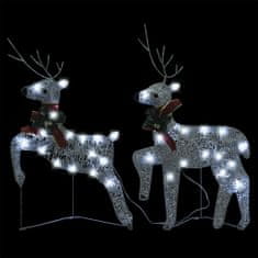 Greatstore Božični severni jeleni 2 kosa srebrni 40 LED akril