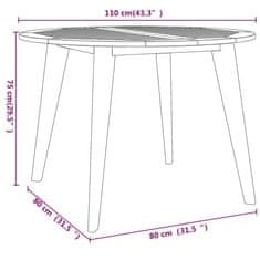 Vidaxl Vrtna miza Ø110x75 cm trden akacijev les