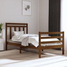 Greatstore Okvir za posteljo, medeno rjava, masivni les, 90x190 cm, enojni