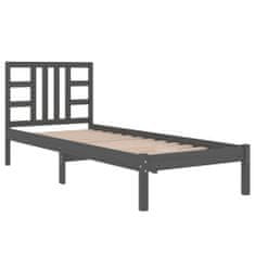 Vidaxl Okvir za posteljo, siv, masivni les, 90x190 cm, enojni