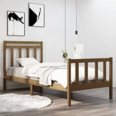Vidaxl Okvir za posteljo, medeno rjava, masivni les, 90x190 cm, enojni