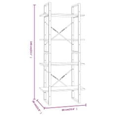 Vidaxl Knjižna omara 4-nadstropna siva sonoma 60x30x140 cm konstr. les