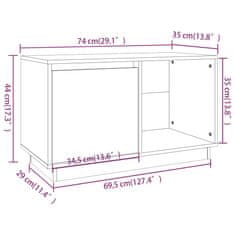 Vidaxl TV omarica bela 74x35x44 cm trdna borovina