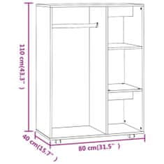 Greatstore Garderobna omara rjav hrast 80x40x110 cm konstruiran les