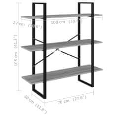 Vidaxl Knjižna omara siva sonoma 100x30x105 cm konstruiran les