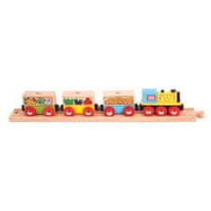 Bigjigs Rail Bigjigs Železniški tovorni vlak z zelenjavo + 3 tiri