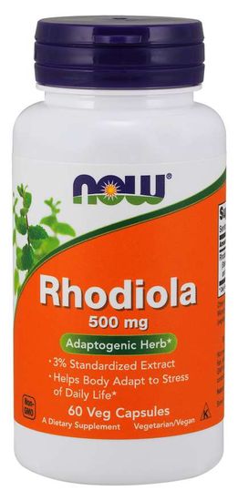 NOW Foods Rhodiola rosea (rožnata kamnina), 500 mg, 60 zeliščnih kapsul