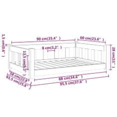 Vidaxl Pasja postelja, medeno rjava, 95,5x65,5x28 cm, masivni bor