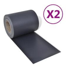 Vidaxl Vrtno platno 2 kosa PVC 70x0,19 m temno sivo