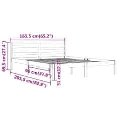 Vidaxl Posteljni okvir iz trdne borovine 160x200 cm