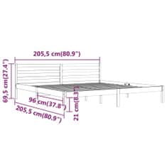 Vidaxl Posteljni okvir iz trdne borovine 200x200 cm črn