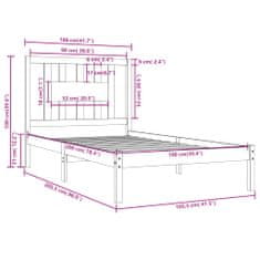 Vidaxl Posteljni okvir črn iz trdne borovine 100x200 cm