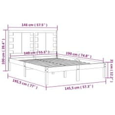 shumee Posteljni okvir siv iz borovine 140x190 cm