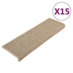 Vidaxl Samolepilne preproge za stopnice 15 kosov temno bež 65x21x4 cm