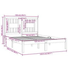 Vidaxl Posteljni okvir črn iz trdne borovine 120x200 cm