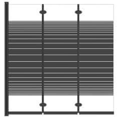 Vidaxl Zložljiva pregrada za tuš s 3 paneli ESG 130x130 cm črna