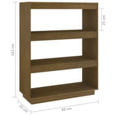 Vidaxl Knjižna omara za razdelitev prostora medeno rjava 80x35x103 cm