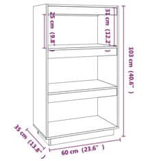 Vidaxl Knjižna omara / pregrada medeno rjava 60x35x103 cm borovina