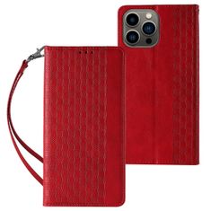 MG Magnet Strap knjižni usnjeni ovitek za iPhone 13 Pro, rdeča