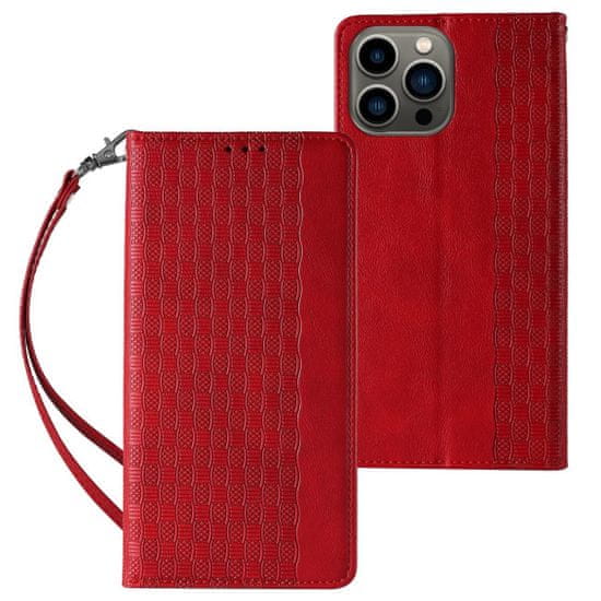 MG Magnet Strap knjižni usnjeni ovitek za iPhone 13 Pro Max, rdeča