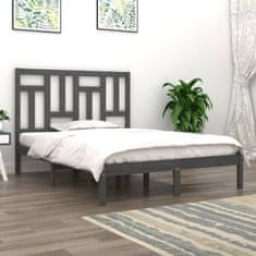 Greatstore Okvir za posteljo, siv, masivni borov les, 200 x 200 cm