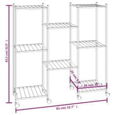 Vidaxl Stojalo za rože s kolesi 83x25x83,5 cm črno železo