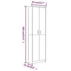 Vidaxl Garderobna omara za hodnik, siv sonoma hrast, 55x25x189 cm