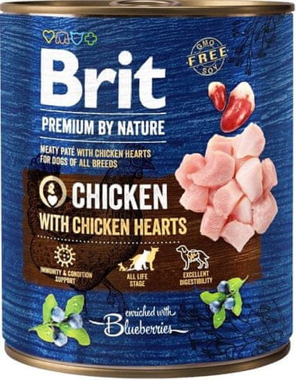 Brit Premium by Nature Dog Cons. - piščanec s srčki 800 g