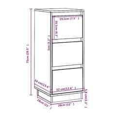 Vidaxl Komoda medeno rjava 32x34x75 cm trdna borovina