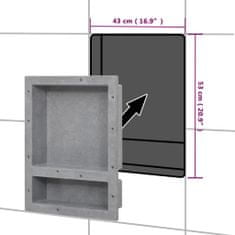 Vidaxl Niša za tuš kabino z 2 predelkoma mat siva 41x51x10 cm