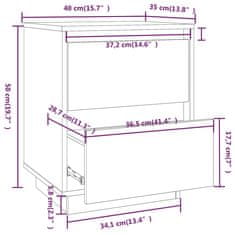 Vidaxl Nočna omarica 2 kosa črna 40x35x50 cm trdna borovina