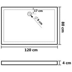 Vidaxl Pravokotna ABS tuš kad črna 80x120 cm