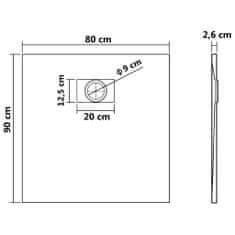 Vidaxl Kad za tuš SMC črna 90x80 cm