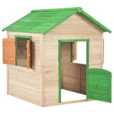 Vidaxl Otroška igralna hišica iz jelkinega lesa zelena