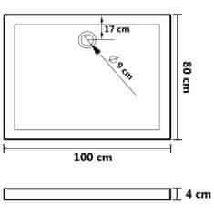 Vidaxl Pravokotna ABS tuš kad črna 80x100 cm