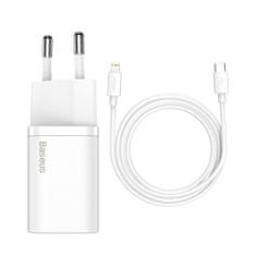 BASEUS Hitri polnilec za Iphone Super Si 1C 20W Power Delivery + USB-C - Lightning kabel 1m bela