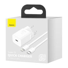 BASEUS Hitri polnilec za Iphone Super Si 1C 20W Power Delivery + USB-C - Lightning kabel 1m bela