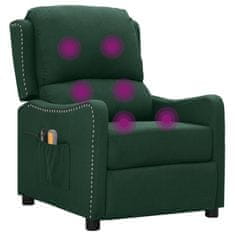Vidaxl Električni zložljivi masažni stol, temno zelen, tkanina