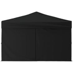 Vidaxl Zložljiv vrtni šotor s stranicami črn 3x3 m