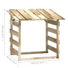 Greatstore Pergola s streho 3 kosi 100x90x100 cm impregnirana borovina